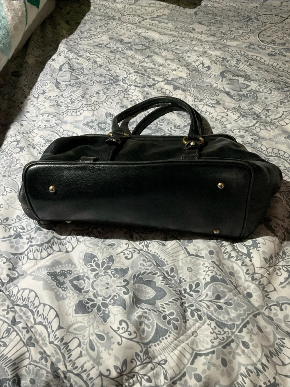 Dooney & Bourke Black Leather Satchel with Gold Hardware